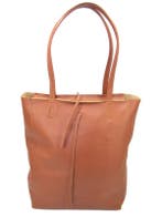 Cognac Vera Pelle leren shopper, Verzenden, Nieuw
