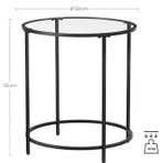 Ronde Bijzettafel van Gehard Glas - 50cm - Zwart, groen, wit, Verzenden, Nieuw, Rond