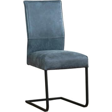 Leren eetkamerstoel Remix - Kenia Denim (blauw) - Sledepoot, Ophalen of Verzenden, Nieuw, Leer, Industrieel, Modern