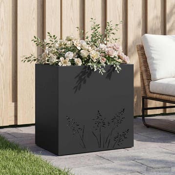 vidaXL Plantenbak Zwart 50 x 30 x 49 cm Koudgewalst staal, Verzenden, Minder dan 60 cm, Nieuw, Metaal