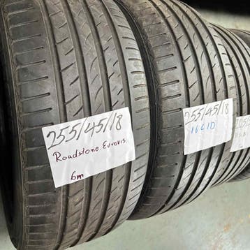 2 x Roadstone 255-45-18 Zomerbanden 6mm, 18 inch, Gebruikt, 255 mm, Ophalen of Verzenden