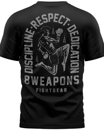 8 WEAPONS Muay Thai T-Shirt Tombstone Zwart Grijs, Zwart, Vechtsport, Maat 56/58 (XL), Nieuw