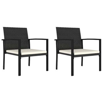 vidaXL Tuinstoelen 2 st poly rattan zwart, Tuin en Terras, Tuinstoelen, Verzenden, Nieuw