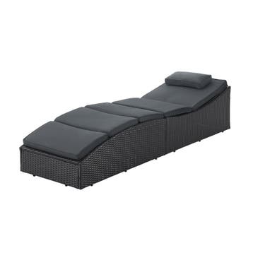 Ligbed / Zonnebed Lamia - Zwart - Polyrotan - Verstelbare ru, Verzenden, Nieuw
