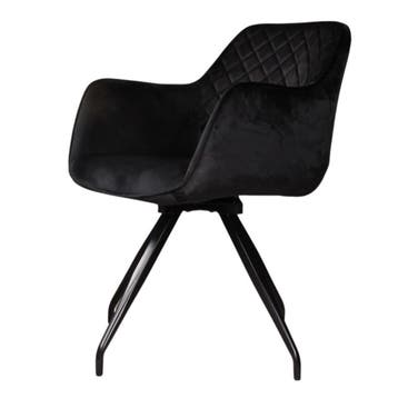 DS4U - Romy eetkamerstoel - Set van 6 - Zwart - Velvet -, Huis en Inrichting, Ophalen of Verzenden, Nieuw, Zwart