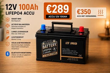 Gecertificeerd 12V 100Ah Lithium Premium Accu Smart Bluetoot, Verzenden, Nieuw