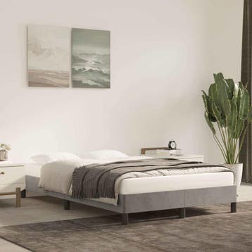 vidaXL Bedframe zonder matras 120x200 cm fluweel lichtgrijs, Verzenden, Nieuw, Twijfelaar, 120 cm