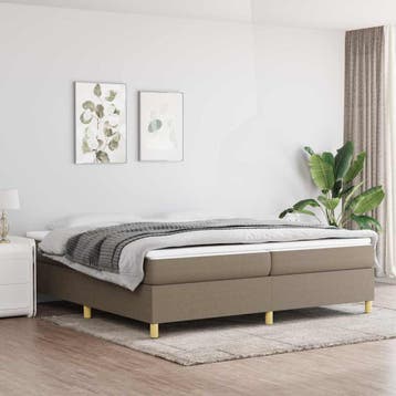 vidaXL Boxspring bed stof taupe 200x200 cm, Verzenden, Overige maten, 200 cm, Stof