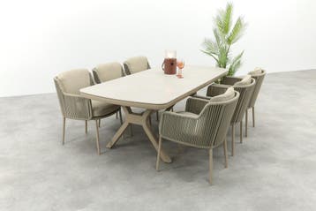 4SO Bernini/Ponto 6-persoons rope tuinset 220x100 cm. -, Verzenden, Nieuw, Rvs, Tuinset