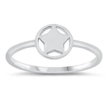 Zilveren smalle cirkel ster ring, Verzenden, Nieuw, Zilver
