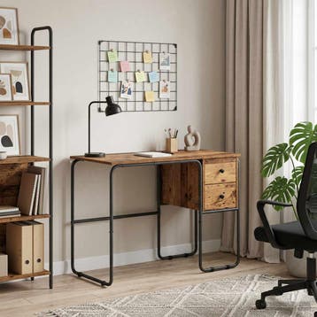 vidaXL Bureau met opbergruimte Eikenhout 100 x 50 x 75 cm, Verzenden, Nieuw