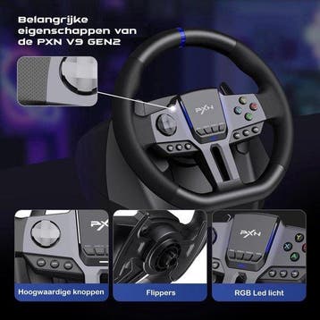 PXN - V9 Gen 2 - Race Stuur - Met Pedalen en Shifter -, Verzenden, Nieuw