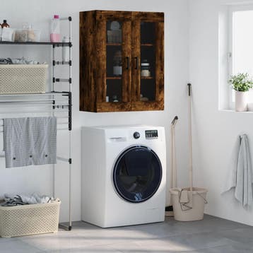 vidaXL Bovenkast 69,5x34x90 cm gerookt eikenkleurig, Minder dan 50 cm, Verzenden, Nieuw, Minder dan 100 cm