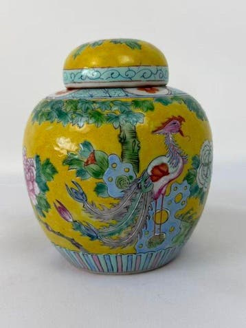 Famille Rose Feniks & Bloemige Gemberpot - Porselein - Qing