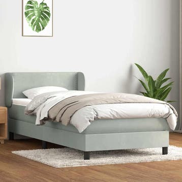 vidaXL Boxspring met matras fluweel lichtgrijs 80x220 cm, Eenpersoons, Verzenden, Nieuw, Stof