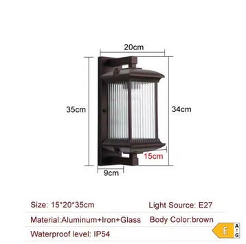 Metalen Buitenwandlamp met Glas Tuin en Balkon Lamp, Verzenden, Nieuw