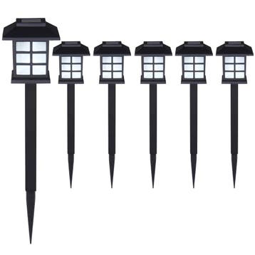 LED Solarlampen Set van 6 Zwart (Verlichting), Verzenden, Nieuw