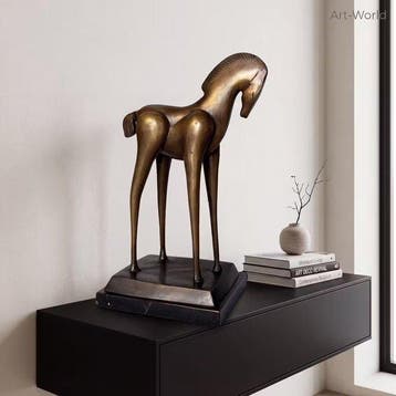 Beeld, Bronzen sculptuur van een paard “Botero Stijl” - 35.5