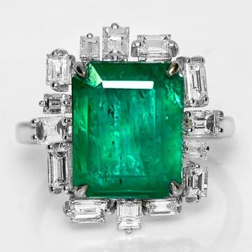 Zonder minimumprijs - Ring - 14 karaat Witgoud, IGI 4,90 ct, Nieuw