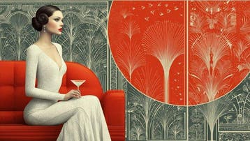 I_KONIQ - glamour red sun and martini woman, Nieuw