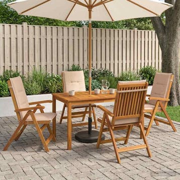 vidaXL 5-Piece Garden Dining Set Naturel Massief Acaciahout, Verzenden, Nieuw