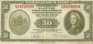 Nederlands-Indië - 50 gulden 1943 - Zeer Fraai, Postzegels en Munten, Bankbiljetten | Nederland, Verzenden