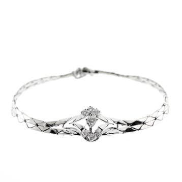 Witgouden cobraschakel armband met diamanten, Gebruikt, Ophalen of Verzenden, Met edelsteen, Goud