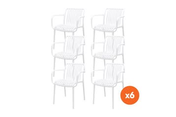 Set van 6 - Stripe stapelbare tuinstoelen - Wit, Verzenden, Nieuw, Overige materialen