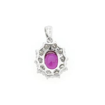 Witgouden hanger met roze spinel en diamant; 0,70 ct., Ophalen of Verzenden, Gebruikt, Goud, Overige merken