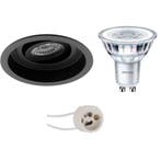 GU10 Inbouwspot Set - Mat Zwart - Inbouw Rond - Verdiept -, Metaal of Aluminium, Nieuw, Ophalen of Verzenden, Led