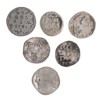 Nederland. Five Double Stuivers (early types) and One