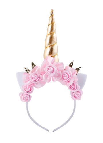 KIMU® Eenhoorn Haarband Goud Lichtroze Roze Unicorn Haarband, Ophalen of Verzenden, Nieuw, Carnaval, Accessoires
