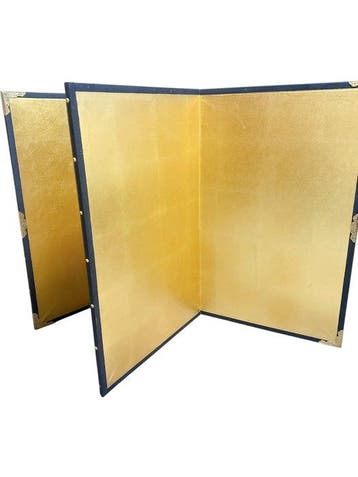 Japanse vintage goudblad Byobu vouwscherm paar (2 panelen)