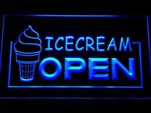 Ijssalon ijs + open neon bord lamp LED  verlichting reclame, Verzamelen, Merken en Reclamevoorwerpen, Nieuw, Verzenden