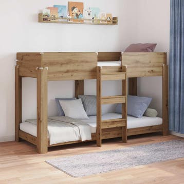 vidaXL Bunk Bed voor Kinderen Artisan Eiken 75 x 190 cm, Eenpersoons, Bruin, Verzenden, Nieuw