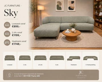JC FURNITURE SKY - HOEKBANK - U BANK - ZELF SAMENSTELLEN, Huis en Inrichting, Banken | Sofa's en Chaises Longues, 250 tot 300 cm