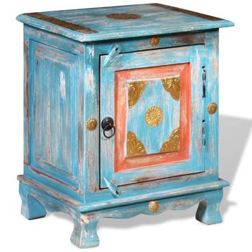 vidaXL Nachtkastje massief mangohout blauw, Minder dan 45 cm, Verzenden, Nieuw, Minder dan 55 cm