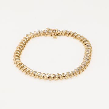 Armband - 14 karaat Geel goud - 1.50ct. tw. Diamant, Sieraden, Tassen en Uiterlijk, Nieuw