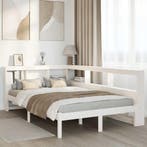 vidaXL Bed met boekenkast zonder matras grenenhout wit, Huis en Inrichting, Slaapkamer | Bedden, Verzenden, Wit, Nieuw, Twijfelaar