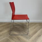 Viasit kantinestoel / stapelstoel, rood - chroom, Ophalen of Verzenden, Gebruikt, Stof, Eén