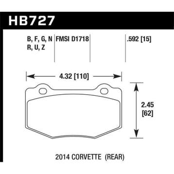 Hawk 2014 Chevrolet Corvette DTC-60 Rear Brake Pads, Ophalen of Verzenden, Nieuw