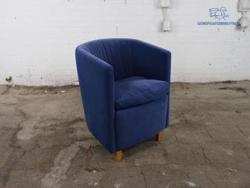 Maschalke Crack fauteuil blauw suede hout design stoel, Huis en Inrichting, Verzenden, Gebruikt, Overige materialen