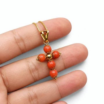 Koraal - Zilver - Ketting met hanger - handgemaakt