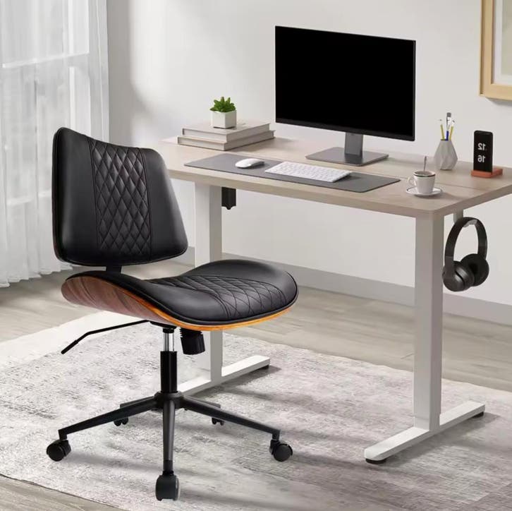 Moderne Bureaustoel – Verstelbaar PU-Leder Zonder Armen, Huis en Inrichting, Bureaustoelen, Bureaustoel, Bruin, Nieuw, Ergonomisch