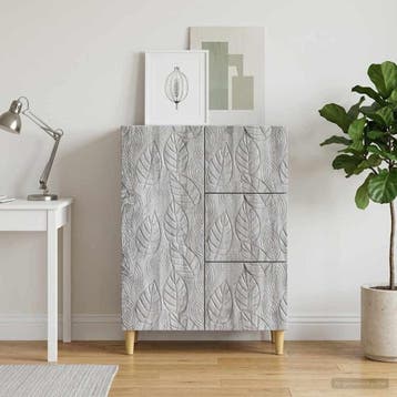 vidaXL Dressoir Grijs Sonoma 66 x 34,5 x 90 cm Bewerkt hout, Verzenden, Nieuw, Overige houtsoorten, Minder dan 50 cm