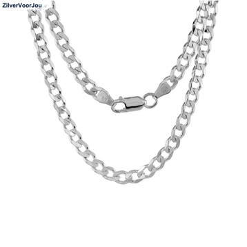 Zilveren platte gourmet ketting 45cm 6mm breed, Sieraden, Tassen en Uiterlijk, Kettingen, Verzenden, Nieuw, Zilver