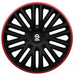 4-Delige Sparco Wieldoppen  Bergamo 16-inch zwart/rood, Auto diversen, Wieldoppen, Verzenden, Nieuw