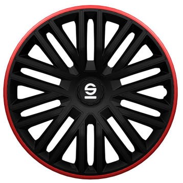 4-Delige Sparco Wieldoppen  Bergamo 16-inch zwart/rood, Auto diversen, Wieldoppen, Verzenden, Nieuw