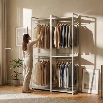 Kledingrek Jässaatka met 3 planken 200x61x40 cm grijs [en.ca, Verzenden, Nieuw