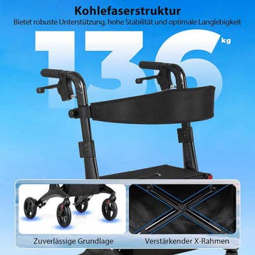 2dekans | Coast Opvouwbare Rollator zwart – Ultralichte, Diversen, Ophalen of Verzenden, Zo goed als nieuw